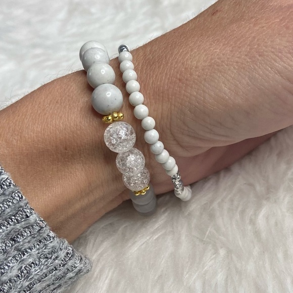 Genuine Feldspar and Crystal Bracelet Set - Picture 8 of 8